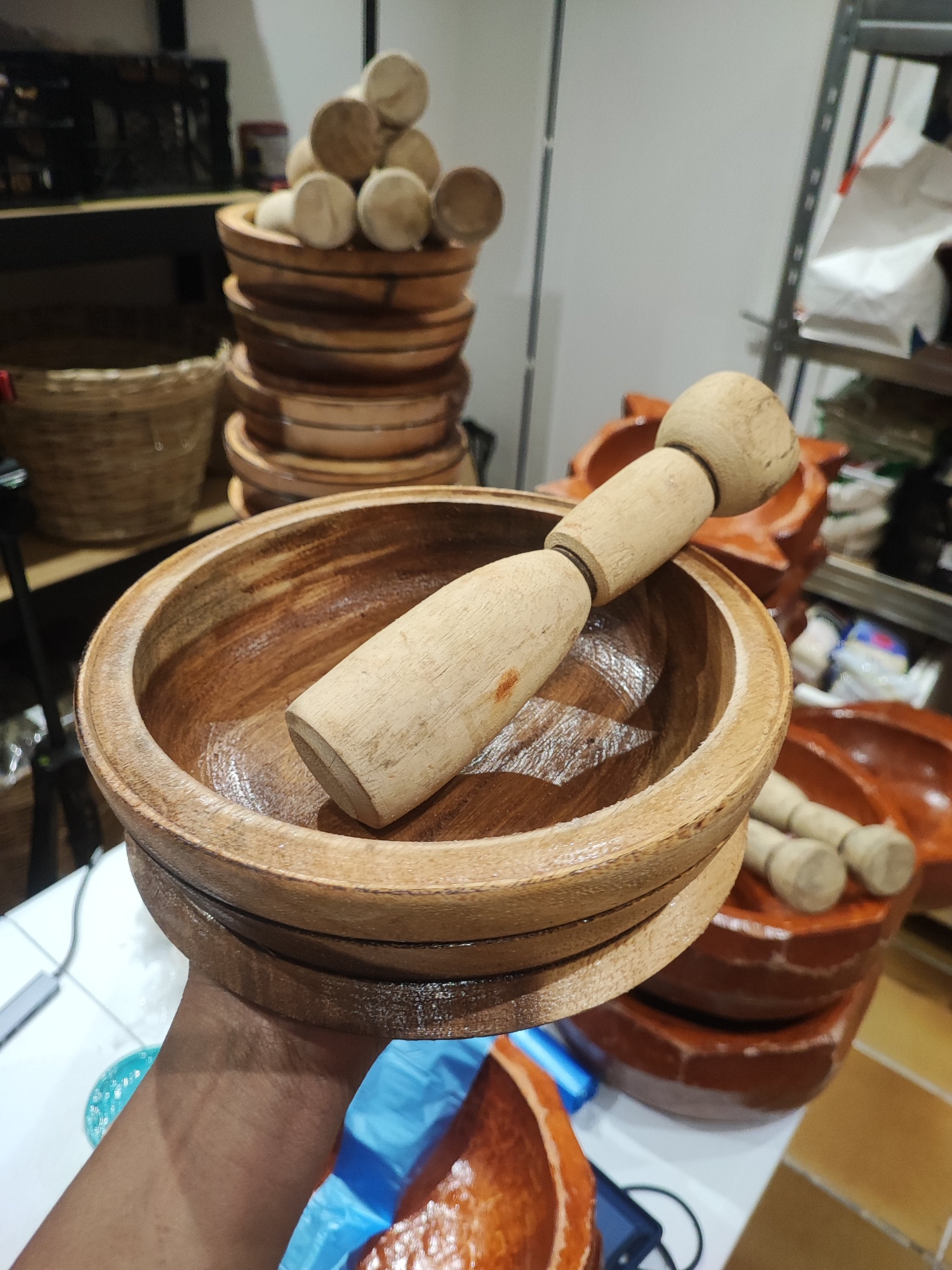 Premium Wooden Mortar & Pestle – Perfect for Grinding Herbs, Spices & Garlic