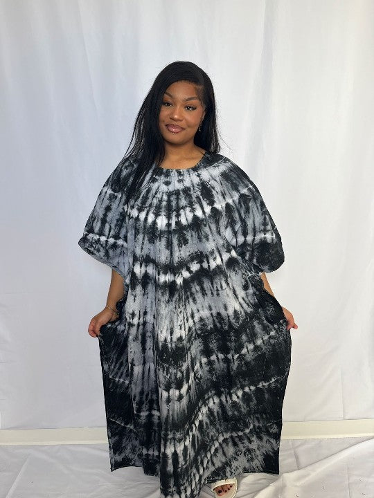 Women’s Elegant Tie-Dye Boubou Dress – Lightweight & Comfortable Maxi Kaftan
