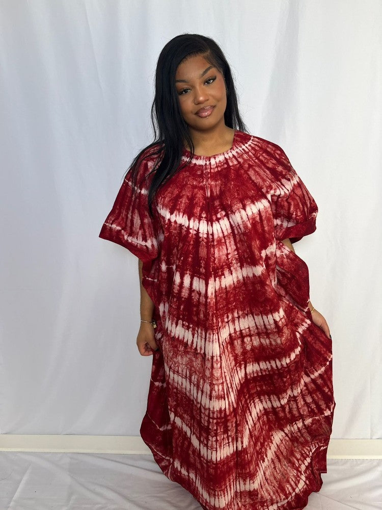 Women’s Elegant Tie-Dye Boubou Dress – Lightweight & Comfortable Maxi Kaftan